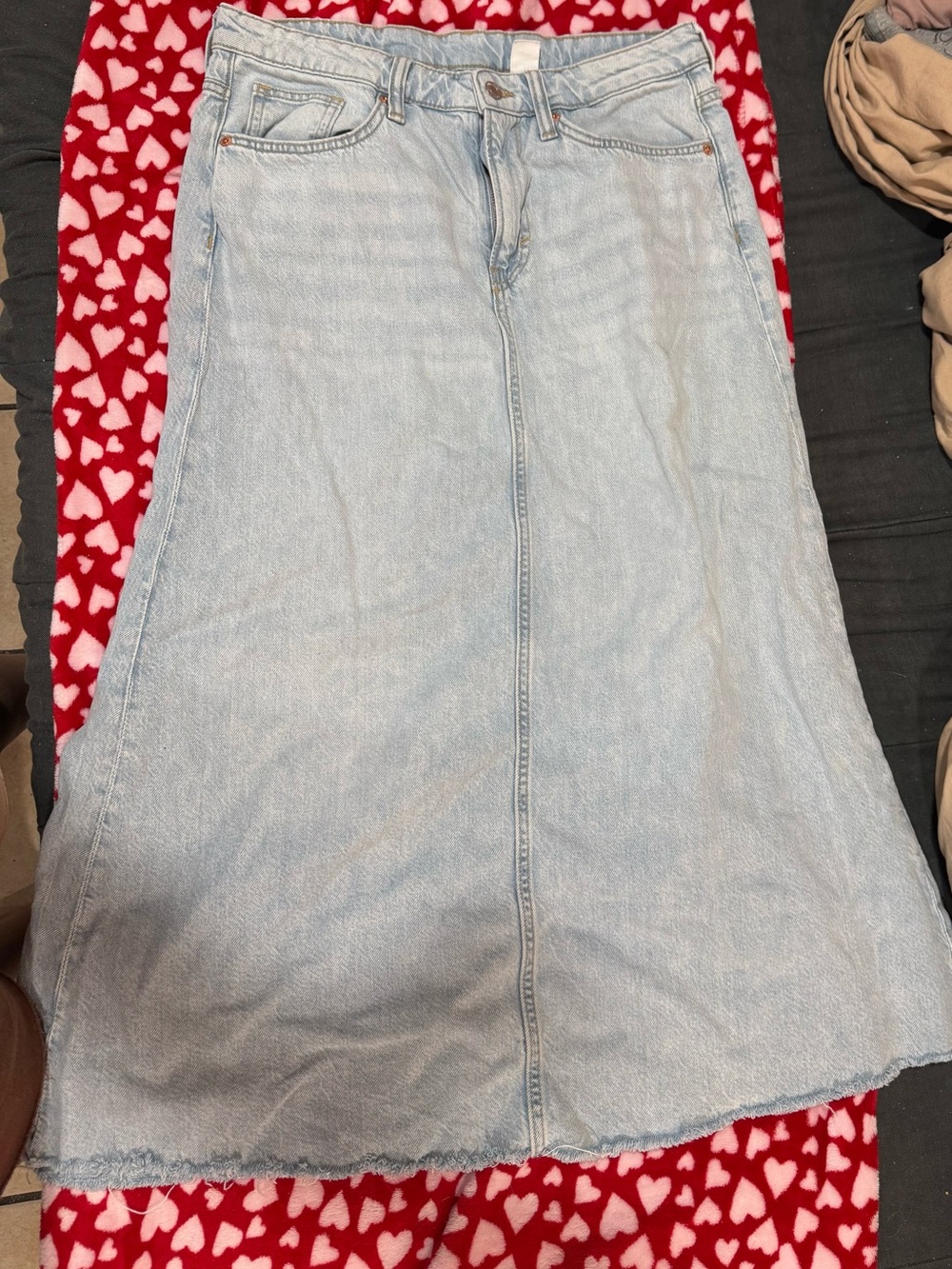 Light Wash Denim Maxi Skirt